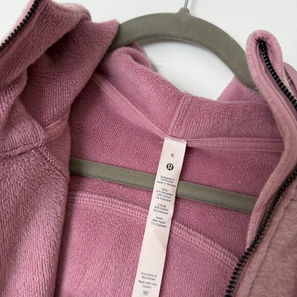 Lululemon Scuba Hoodie Jacket Light Cotton Fleece Heathered Velvet Dust Size 6 - Picture 4 of 5